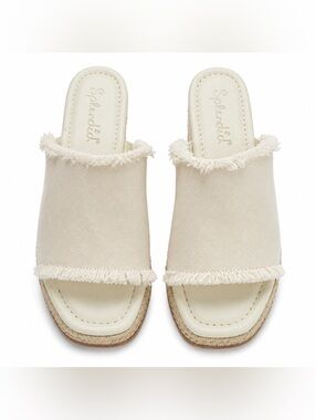 Splendid Ivory Espadrille Platform Slide Sandals Size 8